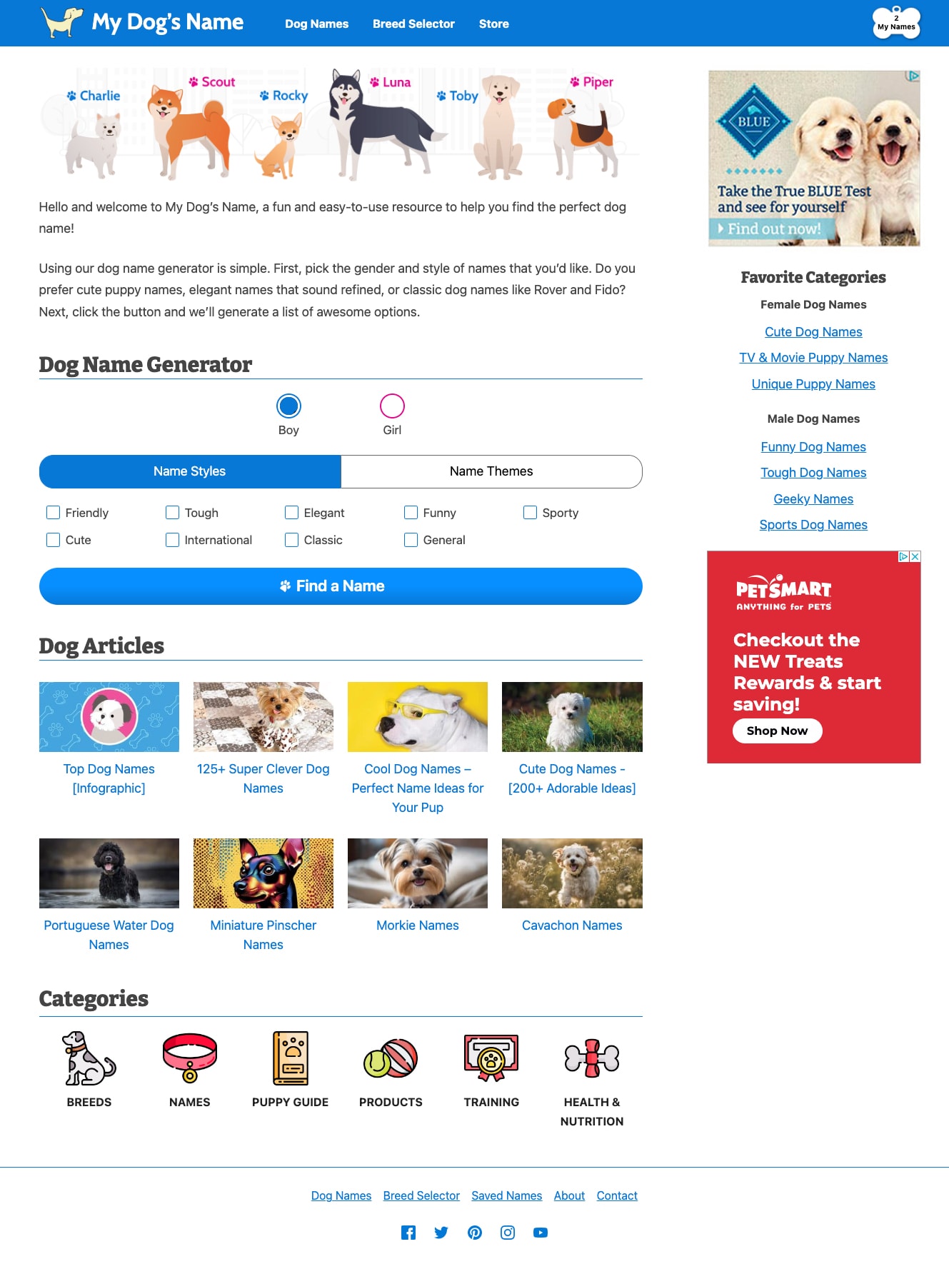 my dogs name homepage
